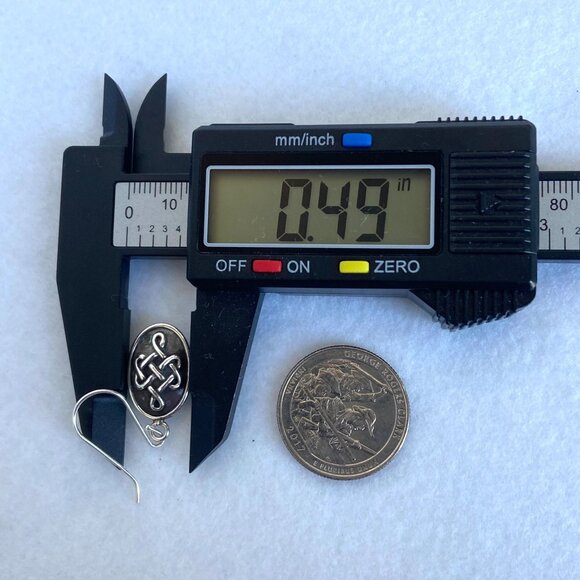 Sterling Silver 925 Signed L.M. Oval Oxidized Celtic Knot Dangle Drop Earrings - Picture 14 of 16